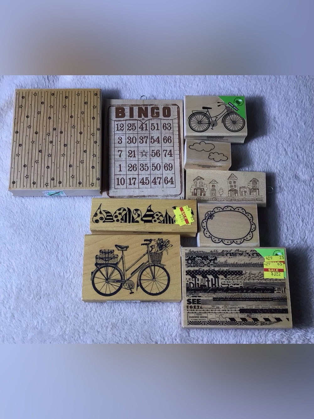 Wood mounted stamps